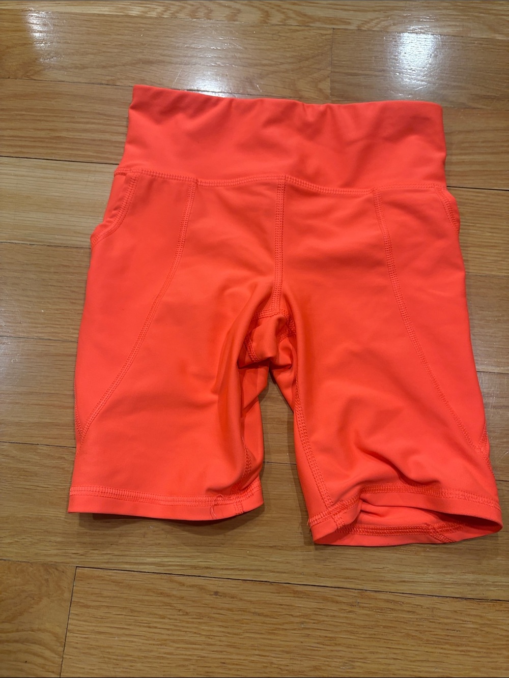 Old Navy High-Rise Bike Shorts in Neon Orange